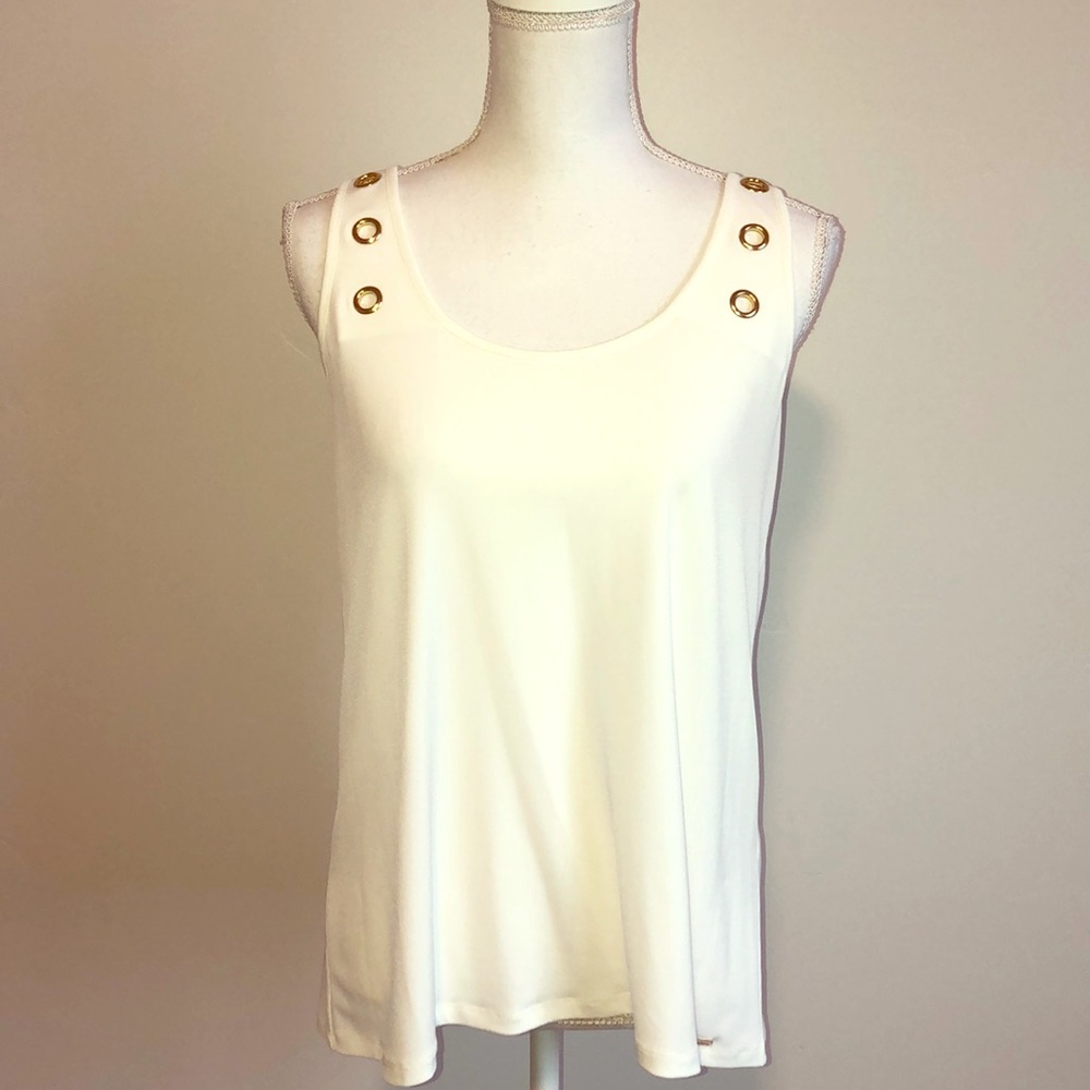 Ivanka Trump sleeveless top with gold accents XS